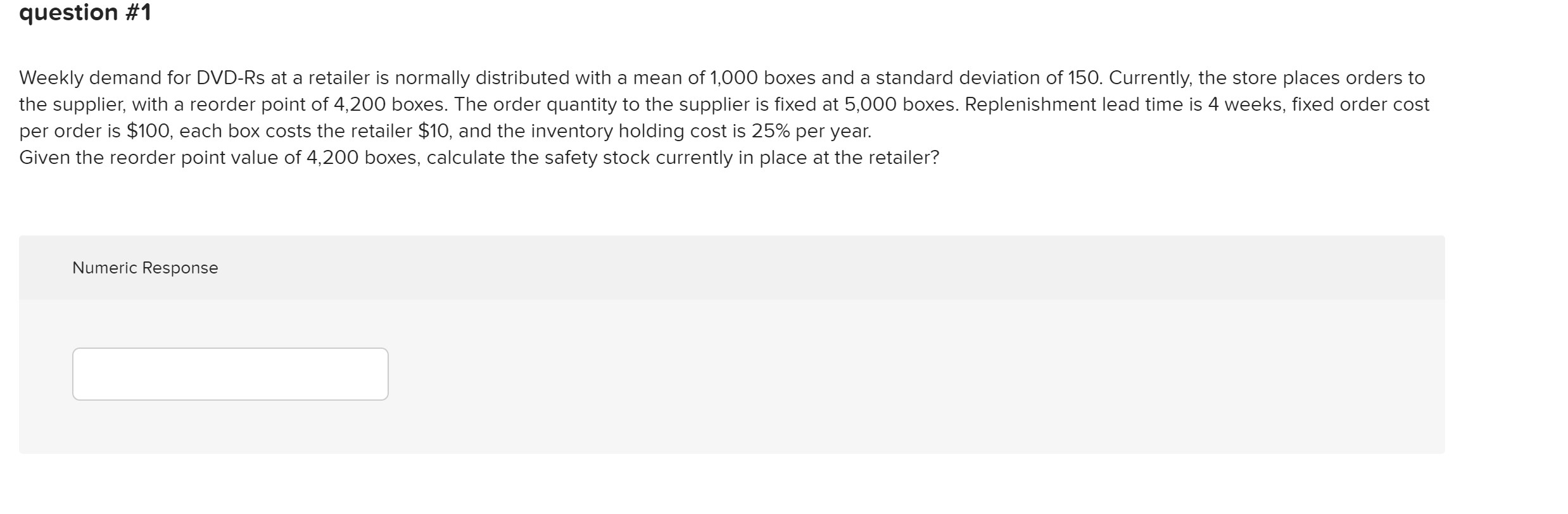 Same problem statement: Weekly demand for DVD-Rs