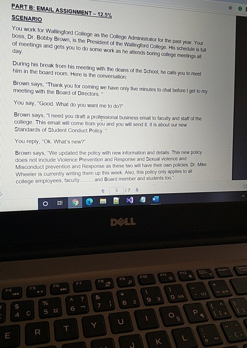 PART B: EMAIL ASSIGNMENT -12.5% O SCENARIO You