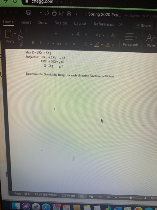 chegg.comtudaa Home Insert vs & E - Spring 2020