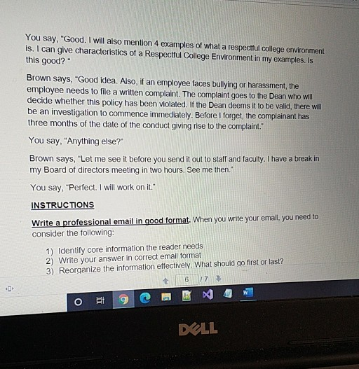 PART B: EMAIL ASSIGNMENT -12.5% O SCENARIO You