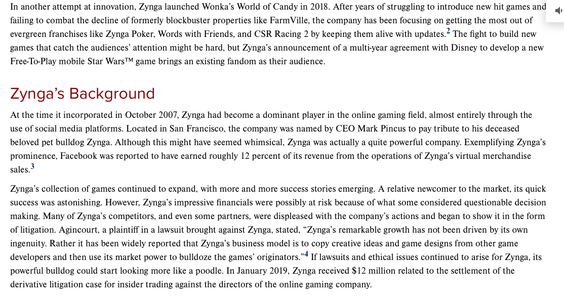 1. Zynga's competitors do not include: