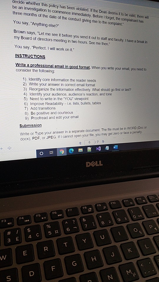 PART B: EMAIL ASSIGNMENT -12.5% O SCENARIO You