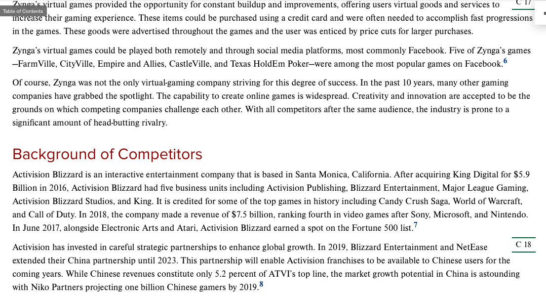 1. Zynga's competitors do not include:
