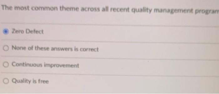 The most common theme across all recent quality