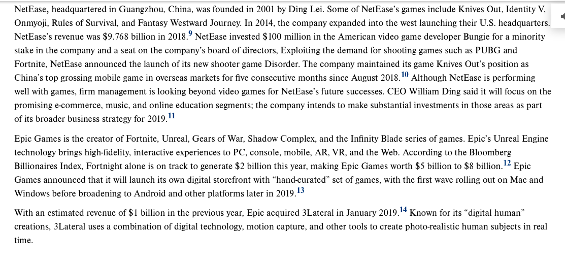 1. Zynga's competitors do not include: