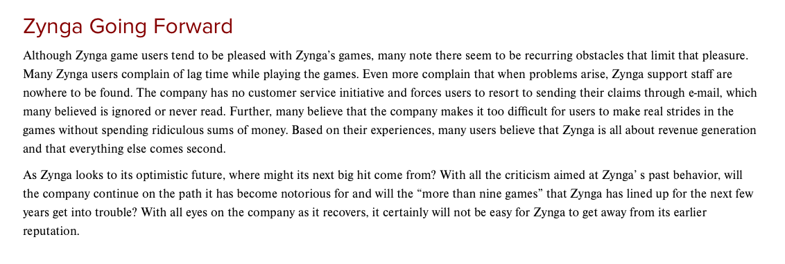 1. Zynga's competitors do not include: