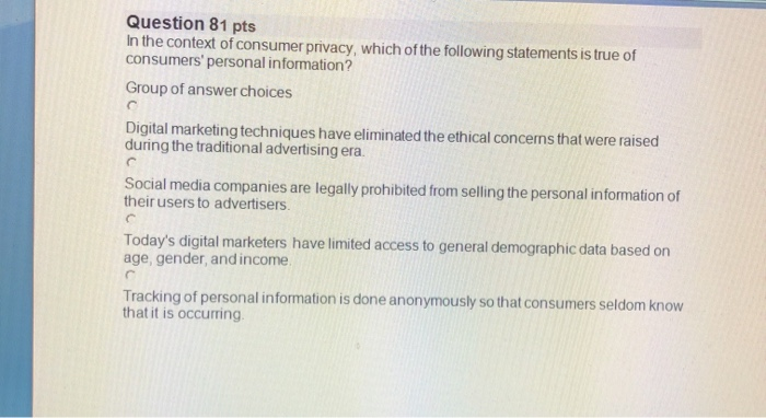 5 Select the statement that correctly describes