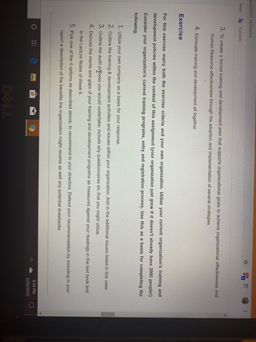 Background You are the Training & Development