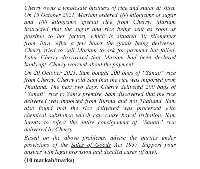 Bussines Law ( Malaysia)case, i need the answer