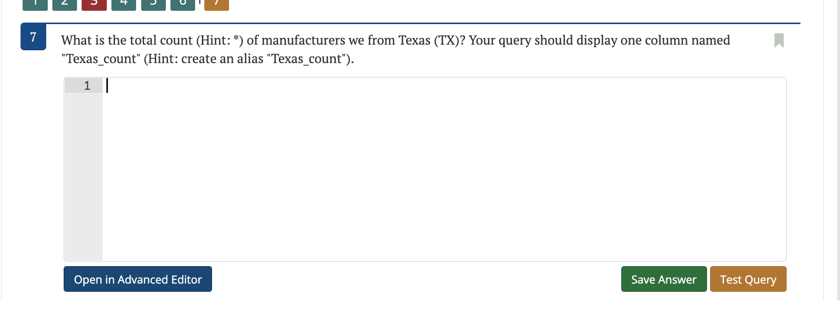 7 What is the total count (Hint: *) of