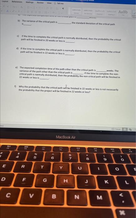 1. The estimated tumes and inmediate predecessors