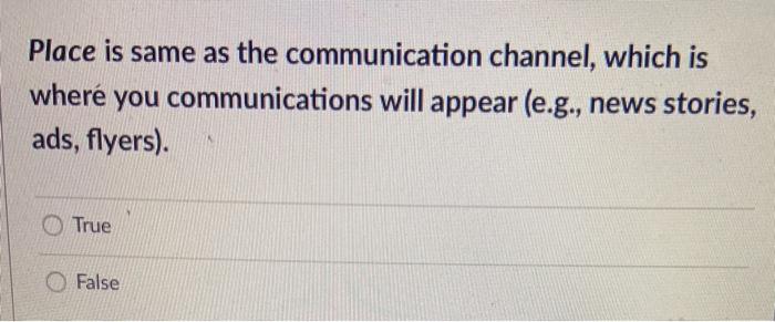 Place is same as the communication channel, which