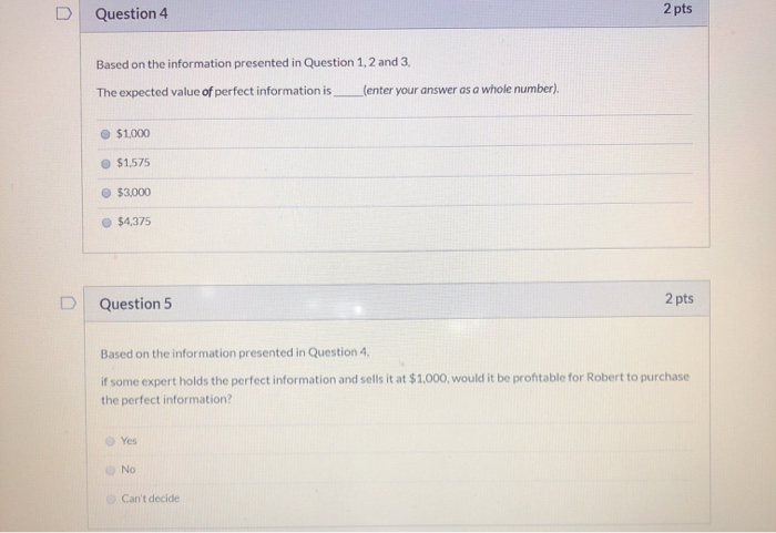 The following payoff table provides profits based