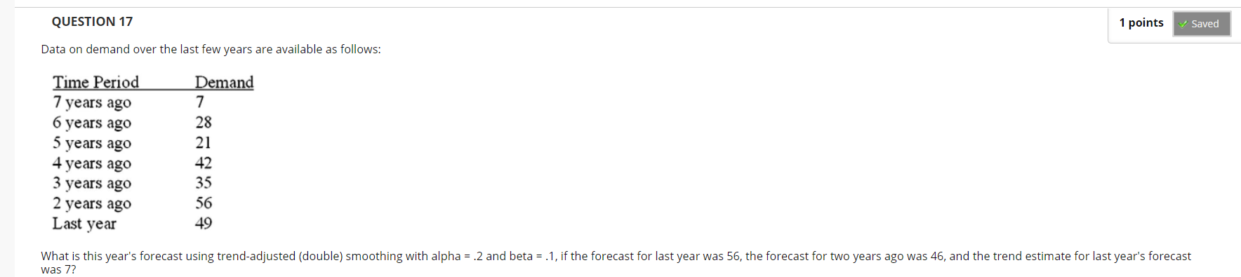 QUESTION 17 1 points Saved Data on demand over