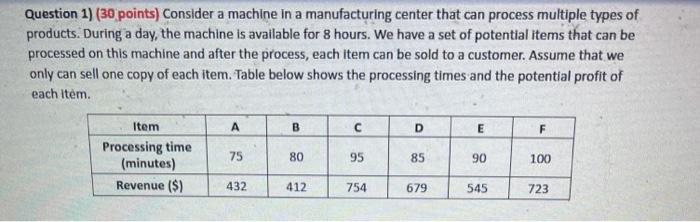 i just need help on part 3. Question 1) (30