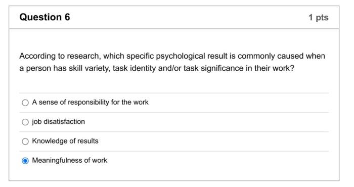 Question 6 1 pts According to research, which