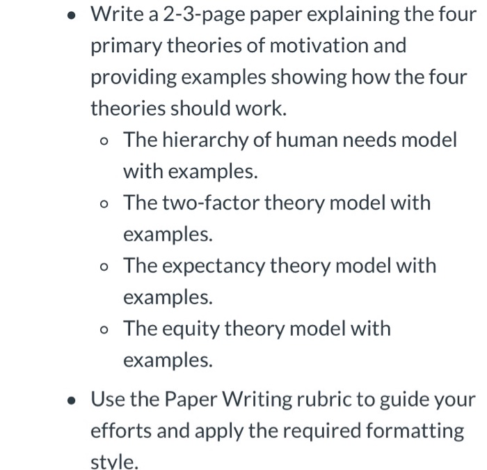 Write a 2-3-page paper explaining the four