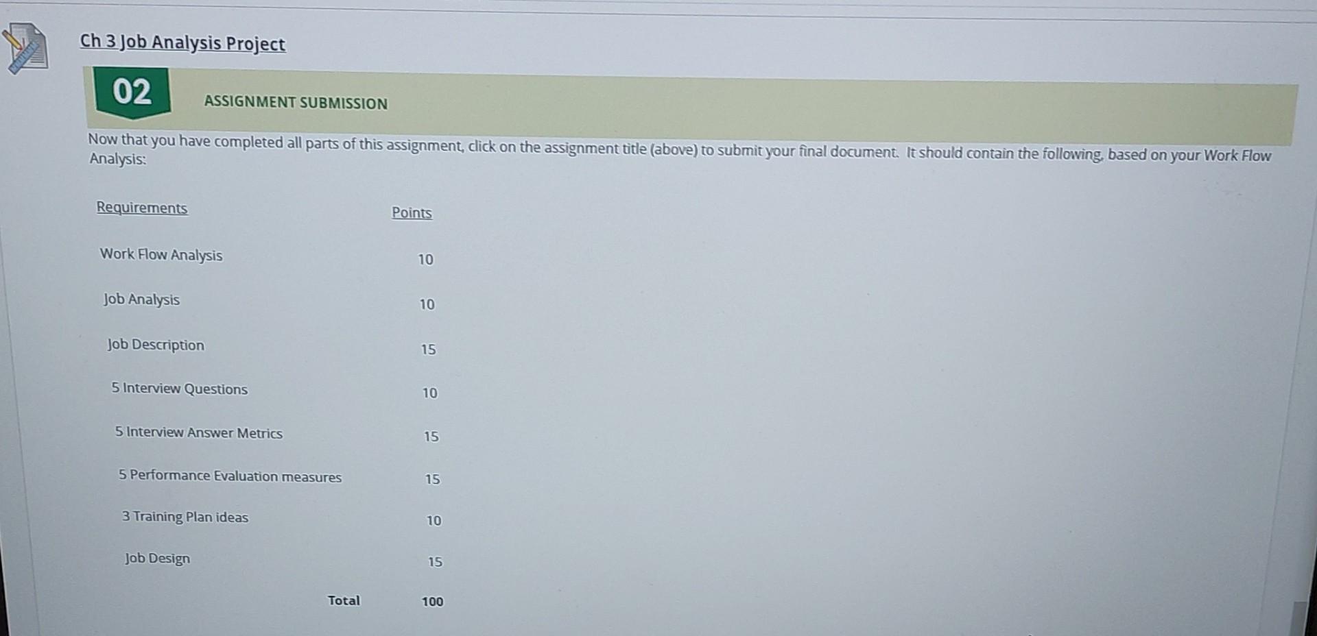 please solve this Ch 3 Job Analysis Project 02