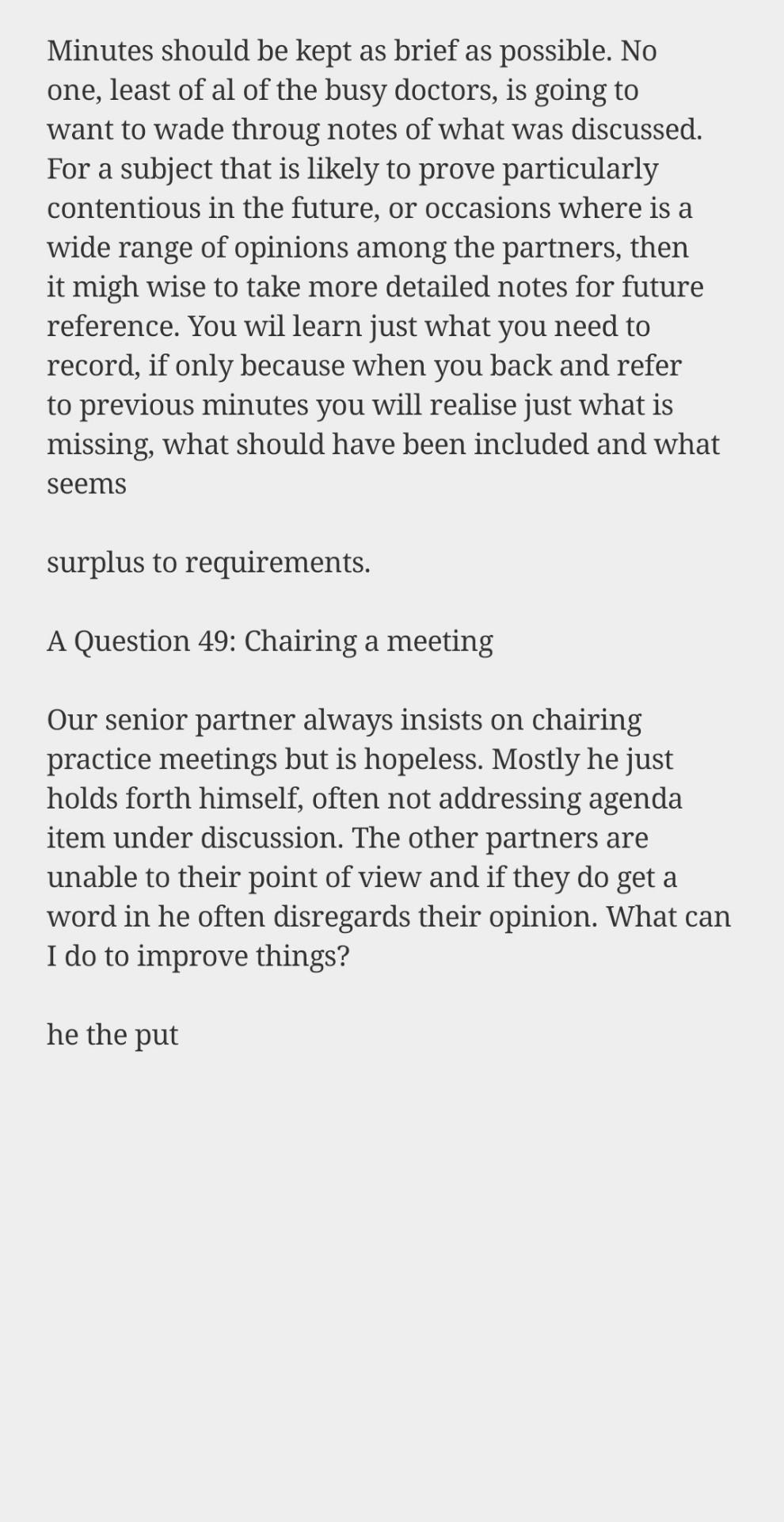 nm Minutes should be kept as brief as possible.