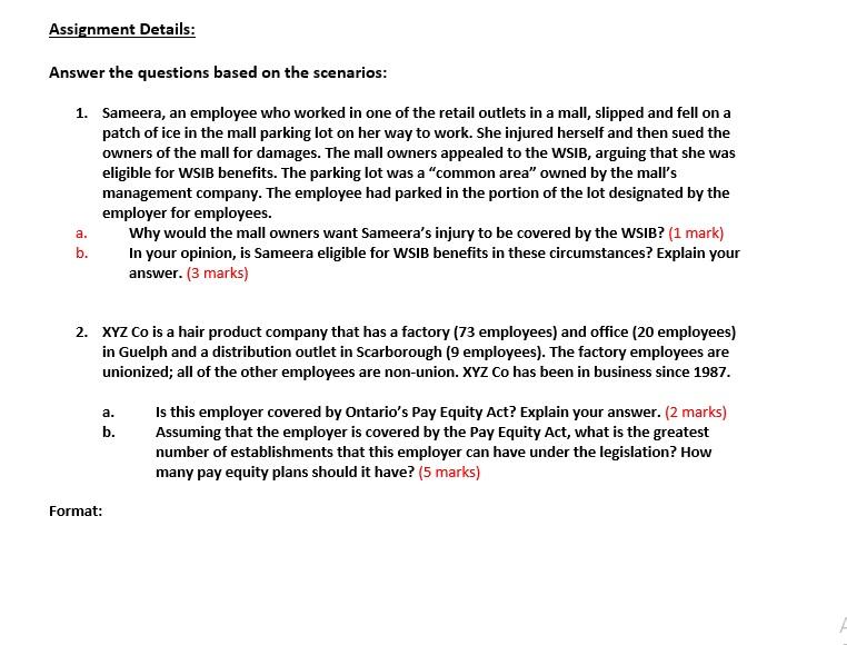 Assignment Details: Answer the questions based on