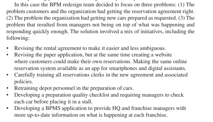 The BPM redesign team choose to focus on three