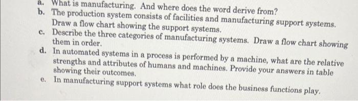 a. What is manufacturing. And where does the word