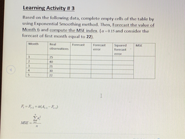 Learning Activity # 3 Based on the following