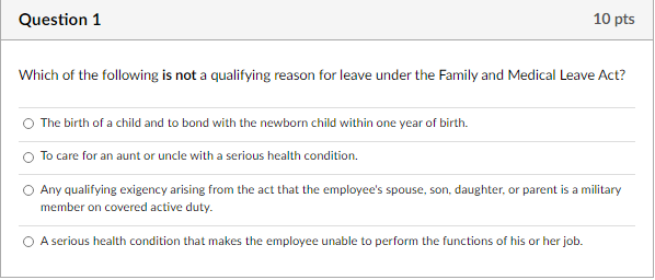 Question 1 10 pts Which of the following is not a