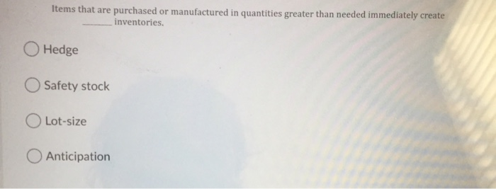 Items that are purchased or manufactured in