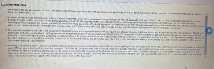 Location Problems 1 Wilmington, DE has a