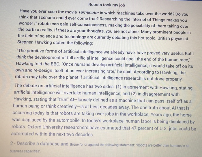 Robots took my job Have you ever seen the movie