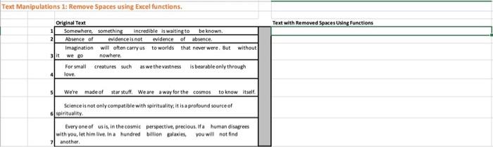 Text Manipulations 1: Remove Spaces using Excel