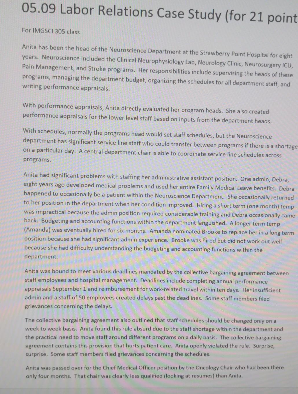 05.09 Labor Relations Case Study (for 21 point