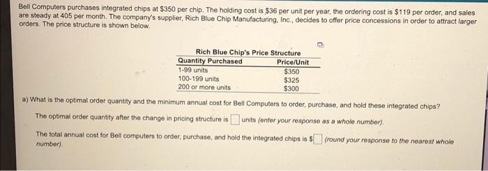 Bell Computers purchases integrated chips at $350