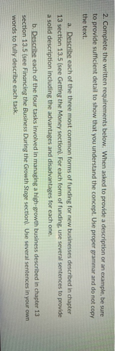 2. Complete the written requirements below. When