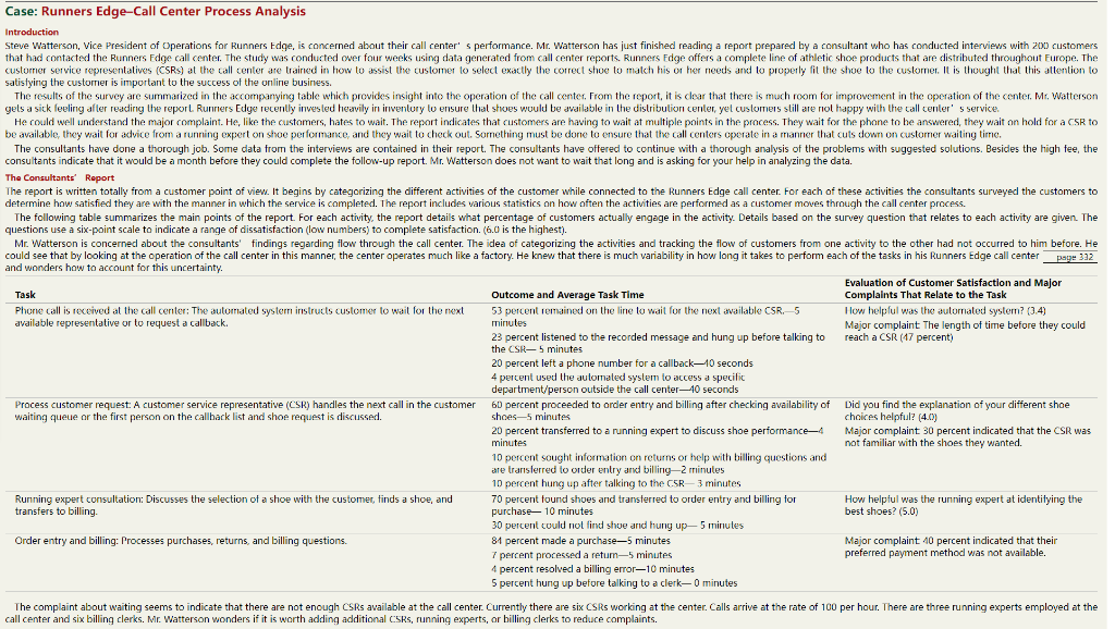 Case: Runners EdgeCall Center Process Analysis