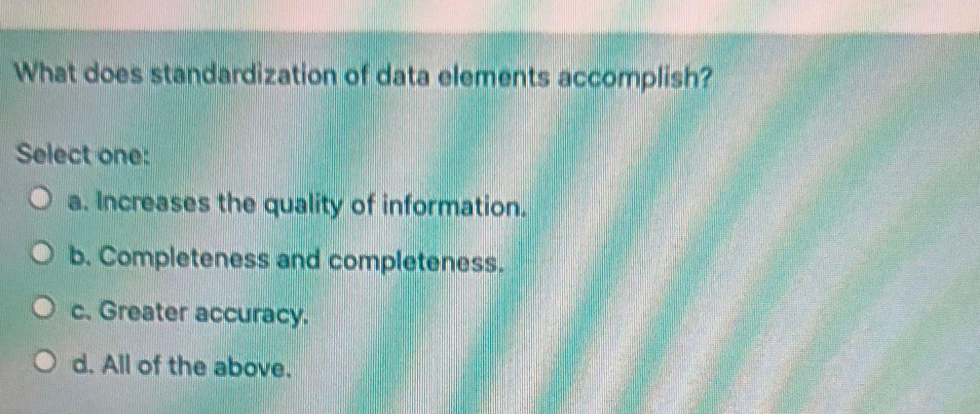 What does standardization of data elements