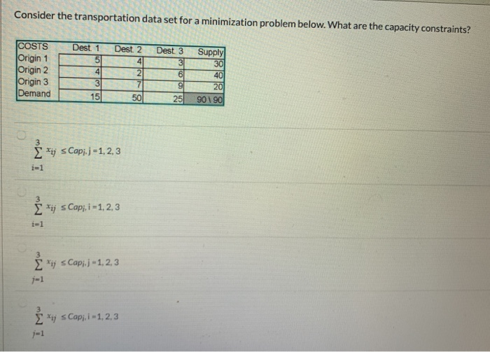 Consider the transportation data set for a