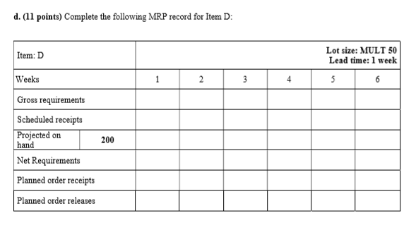 PLEASE SHOW ALL WORK b. (6 points) Complete the