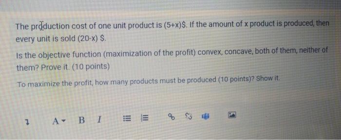 The production cost of one unit product is