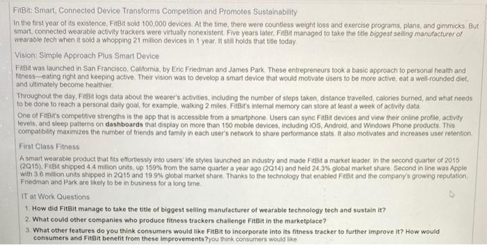 Fitbit: Smart, Connected Device Transforms