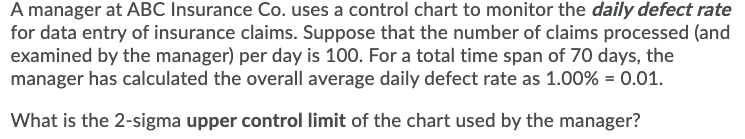 A manager at ABC Insurance Co. uses a control