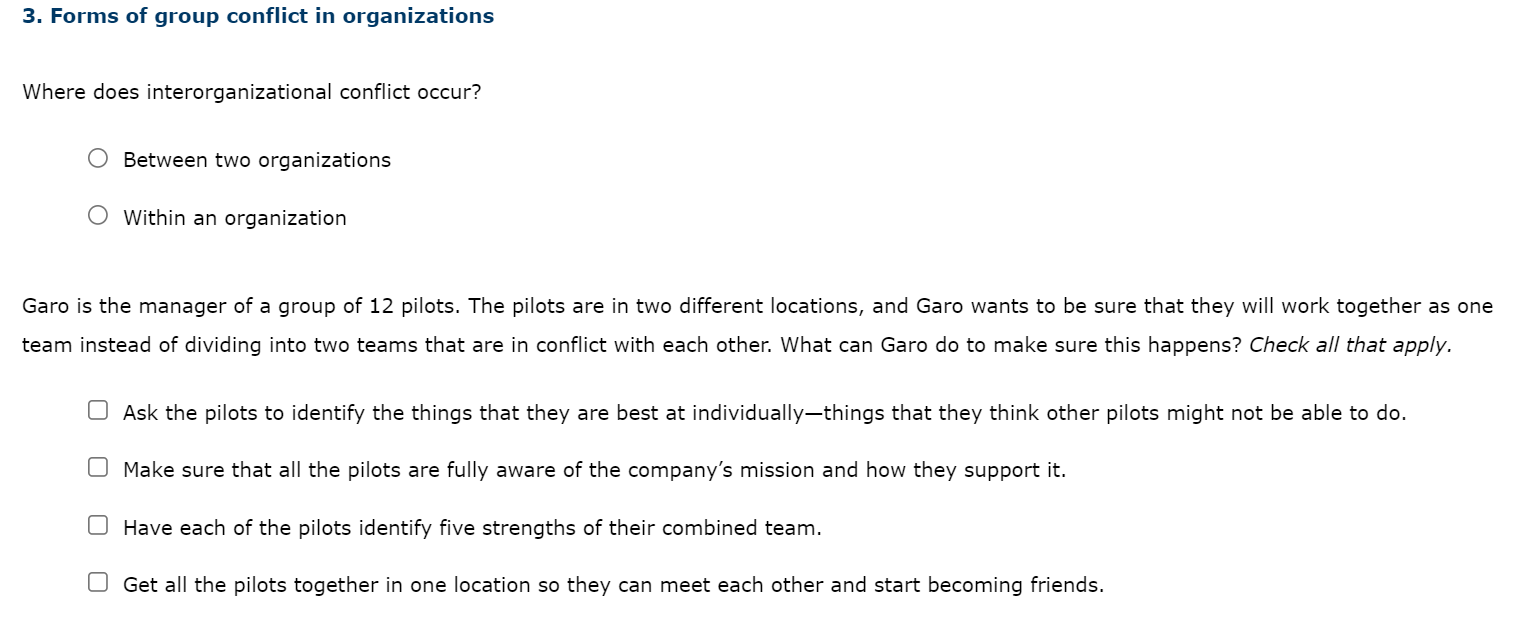 3. Forms of group conflict in organizations Where