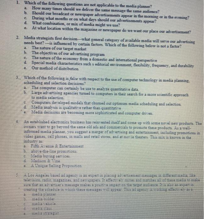 e. 1. Which of the following questions are not