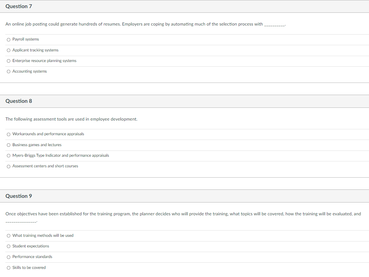 Please answer all three. Question 7 An online job
