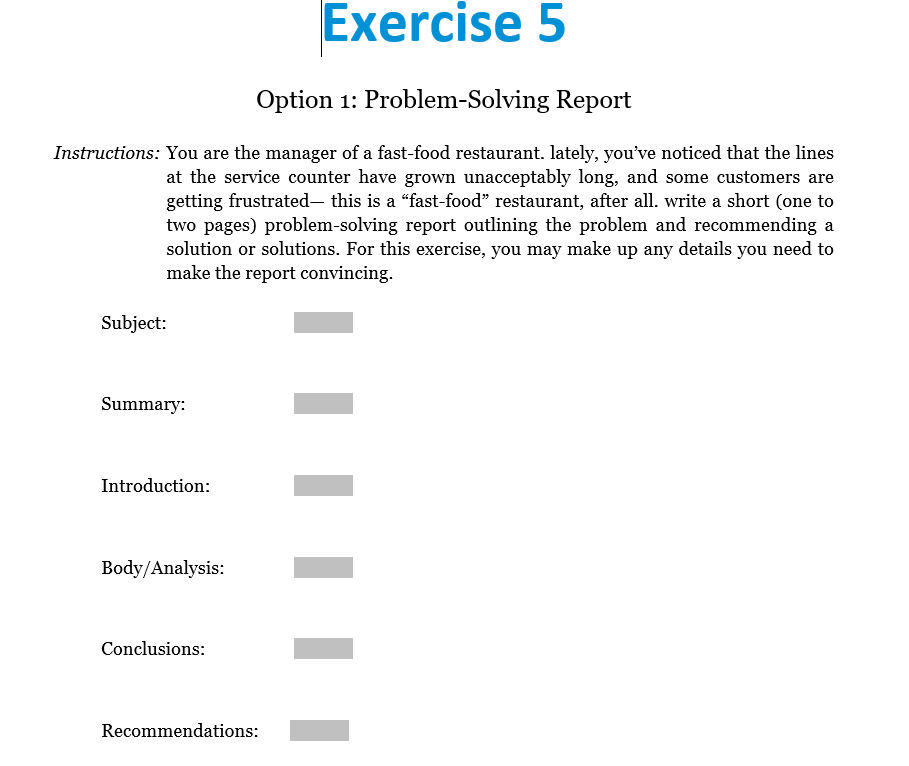 Exercise 5 Option 1: Problem Solving Report