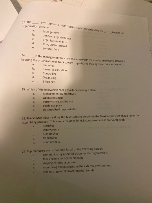 impacts the 23. The The environment affects