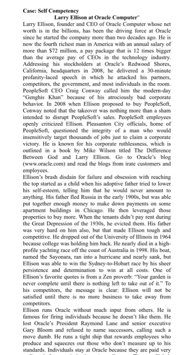 Case: Self Competency Larry Ellison at Oracle
