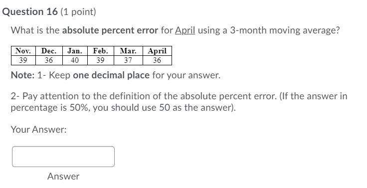 Question 16 (1 point) What is the absolute