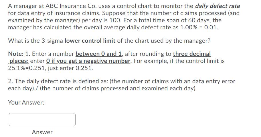 A manager at ABC Insurance Co. uses a control